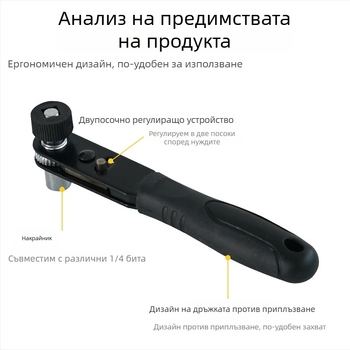 1/4-инчов мини трещотков ключ с адаптер за битове