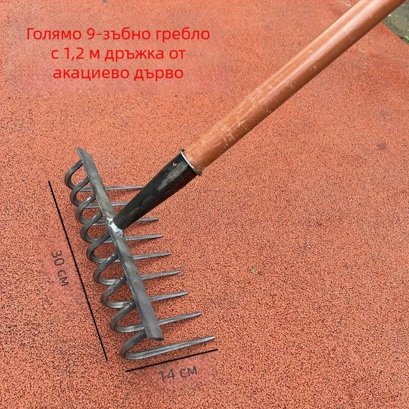 Тежко стоманено гребло с множество зъби за земеделие, мултифункционално гребло от манганова стомана за разрохване на почвата и разчистване на тревата, плосък дизайн