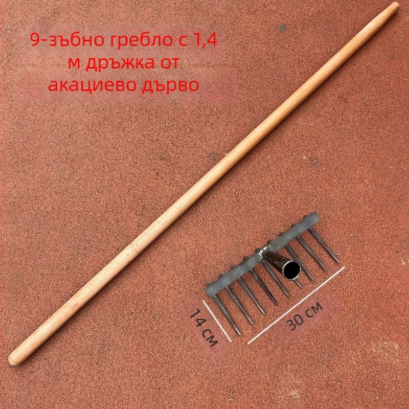 Тежко стоманено гребло с множество зъби за земеделие, мултифункционално гребло от манганова стомана за разрохване на почвата и разчистване на тревата, плосък дизайн