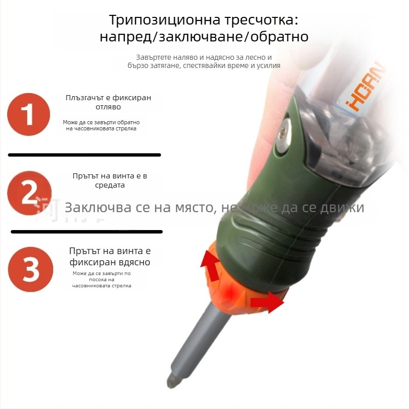 Сгъваема отвертка с двупосочен въртящ се механизъм, 17-in-1, CR-V битове, магнитна, изолирана
