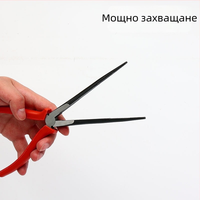 Електричарски клещи с дълъг нос, 10/12 инча, назъбени, удължен връх
