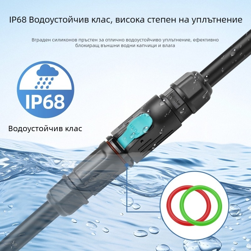 LP12 конектор, 2-6-жилен, прав щепсел, фланцов разъём за моторни системи и авиационна индустрия, LED осветление, IP68 водоустойчив захранващ кабел