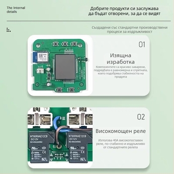 Електрически контакт с контрол на температура и влажност, овлажняване и изсушаване, дистанционно управление чрез мобилно приложение, висока мощност