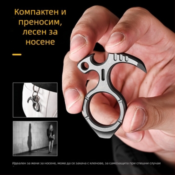 Многофункционален инструмент от титаниева сплав с отварачка за бутилки, за къмпинг и самозащита на открито – EDC инструмент