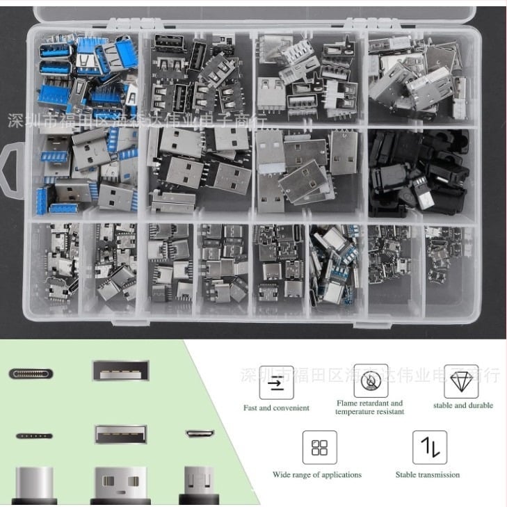 180 броя USB 2.0/3.0 Type A и Type C Micro USB връзваща кутия с мъжка и женска платка, мини