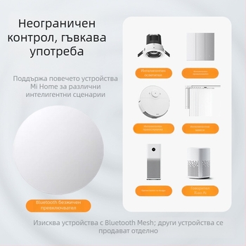 Bluetooth умна безжична панел за сцени с бутон и светлина, без кабели