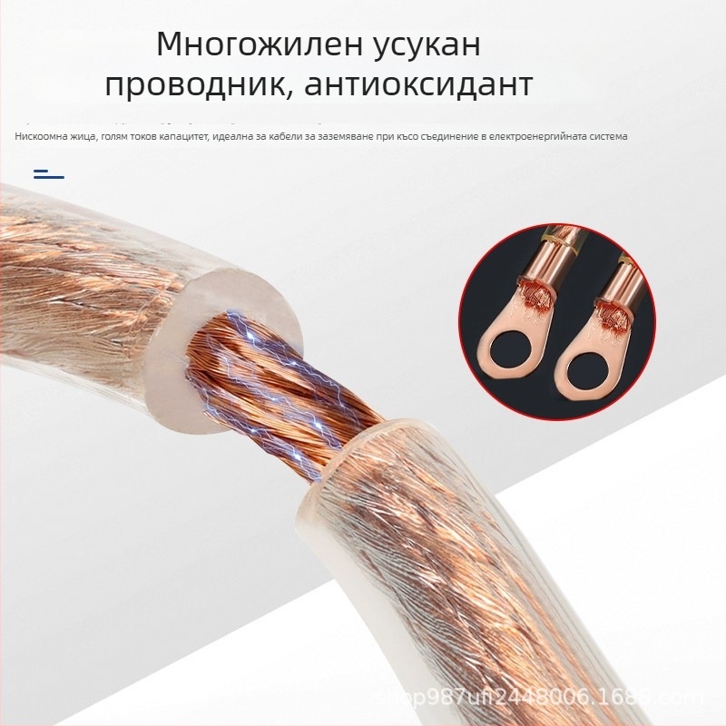 Пластмасово прозрачен високоволтов заземителен кабел с гумено покритие върху метален проводник, изолиран кабелен проводник 2,5/4/10 мм²