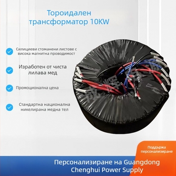 Мощен тороидален трансформатор с изолация и водоустойчива тороидална сърцевина за аудио приложения, 3–15 kW
