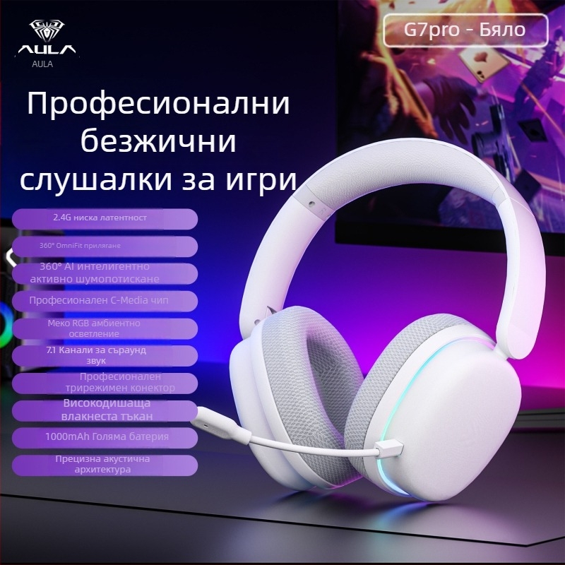 Wolf Spider G7Pro безжични слушалки с Bluetooth, три режима шумопотискане, висококачествен звук и микрофон за ниска латентност при игри