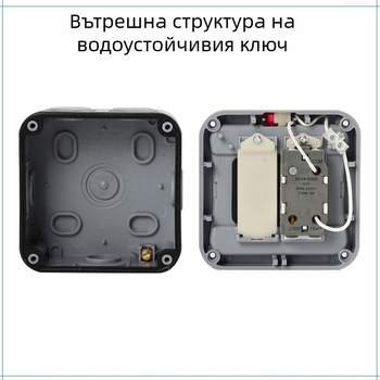 Външна градинска водоустойчива IP66 кутия за превключвател, 86×86 мм, стенен повърхностен монтаж, с двойно управление