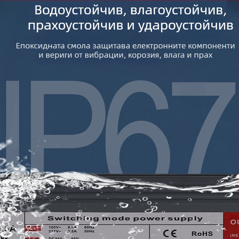IP67 водоустойчив импулсно захранване 12V/24V за външно осветление и рекламни табла