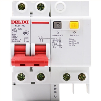 Delixi DZ47SLE защита от утечки, 2-полюсен прекъсвач 63A с защита от утечки, за битова инсталация 32A/16A