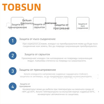 TOBSUN DC-DC конвертор 12V към 13.8V, 10A, вход 8–40V, автомобилно захранване с регулиран изход