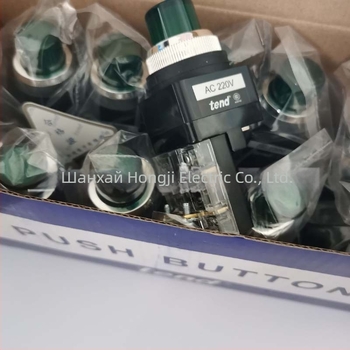 Tiande TIBN-252-G / TIBN-302-G бутонен превключвател, 220V AC, зелена изпъкнала глава