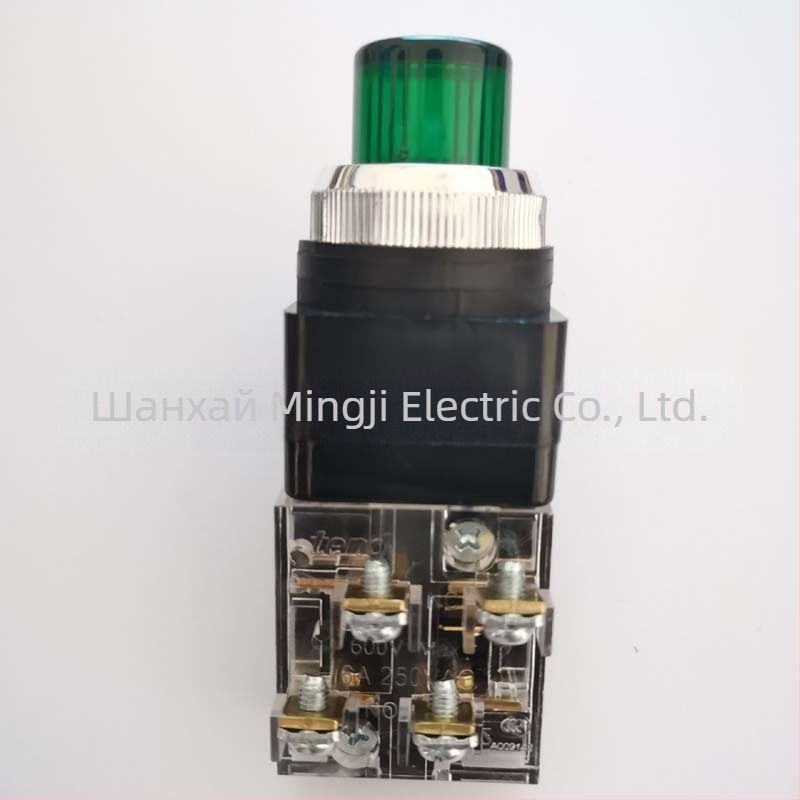 Tiande TIBN-252-G / TIBN-302-G бутонен превключвател, 220V AC, зелена изпъкнала глава