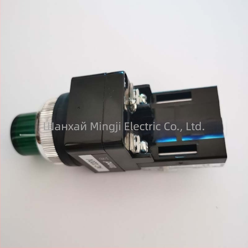 Tiande TIBN-252-G / TIBN-302-G бутонен превключвател, 220V AC, зелена изпъкнала глава