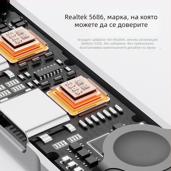 Type-C адаптер за iPad и Google, 3,5 мм три в едно аудио конектор за слушалки, лайв стрийминг и разговори, U-Shield 60W