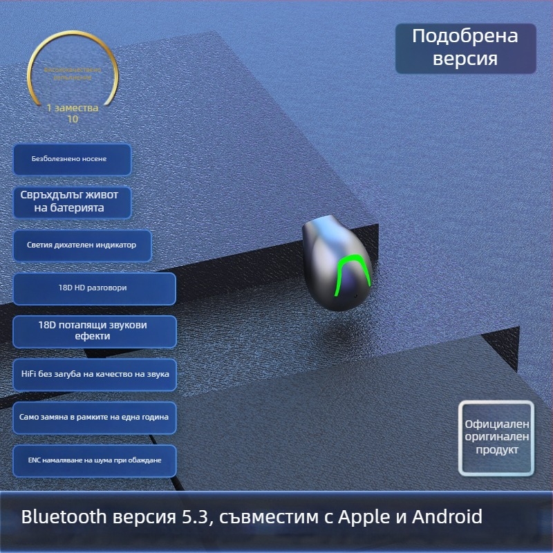 MINI21 Безжични Bluetooth слушалки, компактни и невидими, едноухи за бягане и спорт, висококачествен звук, модел 2025