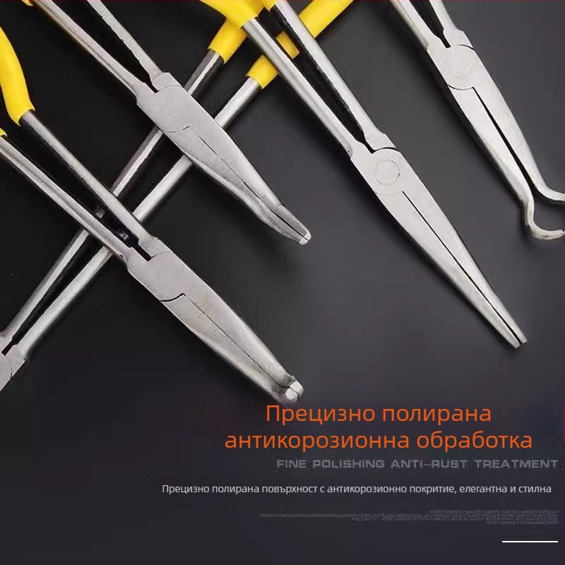 11-инчови дълги игловидни клещи с извита носова част – прецизни стоманени инструменти