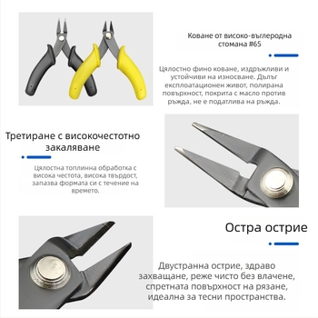 Мини клещи за рязане и клещи с дълъг нос за начинаещо сглобяване на модел, диагонални клещи, инструмент 3,5 инча