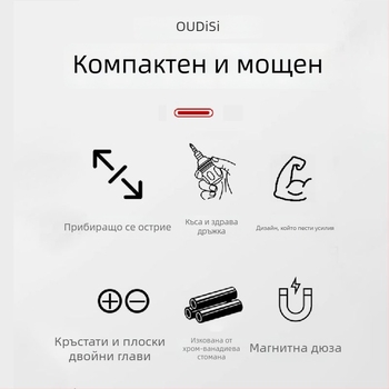 Oudisi двупосочна телескопична отвертка с Phillips и плосък бит, двойна глава, ергономична дръжка
