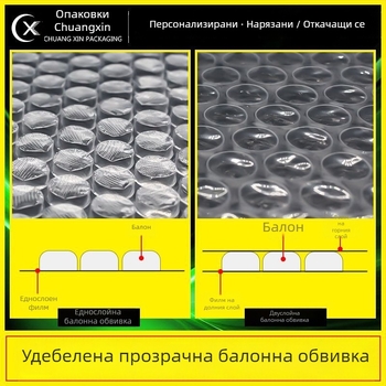 Chuangxin Прозрачен удебелен балонен плик с балонен филм, LDPE, правоъгълен за опаковане при доставка