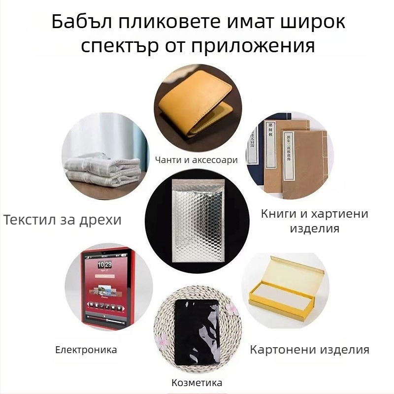 Балонена торбичка с алуминизиран филм, удебелена, самозалепваща, водоустойчива и удароустойчива за дрехи