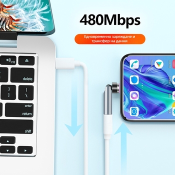 540° въртящ се магнитен Type-C адаптер за пренос на данни и 3A бързо зареждане, магнитен кабелен адаптер