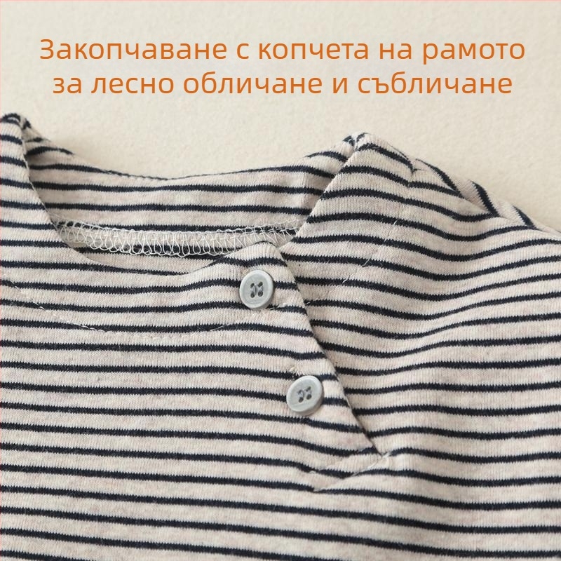 Бебешки гащеризон презрамки в корейски стил, памук, дълги ръкави, за пролет и есен, за момчета 1–3 години