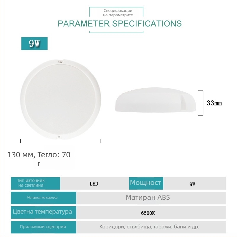 130 мм LED таванен осветител с индуктивен превключвател - модерен минималистичен дизайн
