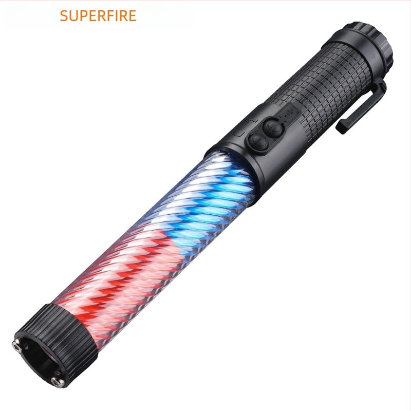 YJ04 Магнитен LED сигнален жезъл с червено и синьо осветяване за охранителен патрул