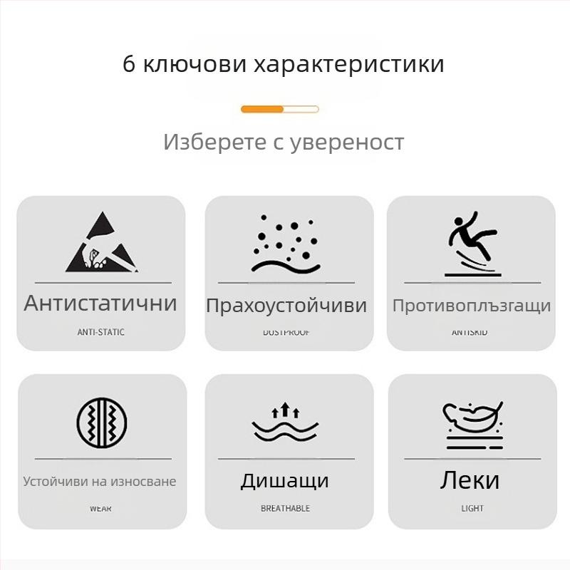 Антистатични PU пантофи с удебелен мек под, противохлъзващи, дишащи, без прах обувки за чисти зони на електронна фабрика (унисекс)