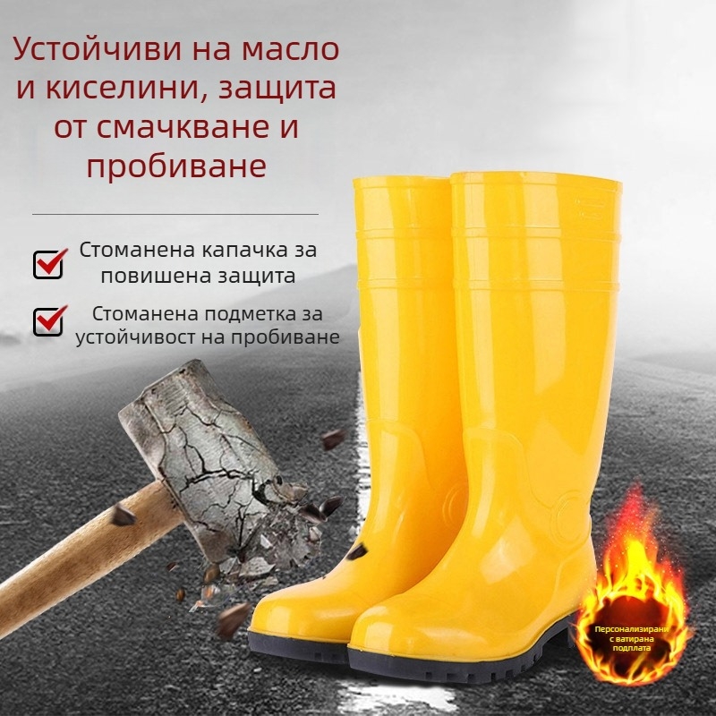 Високи ботуши за спешни спасителни операции с химическа защита, стоманена подметка и защита срещу удар и пробив