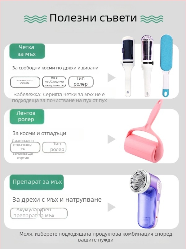 Ролер за премахване на власинки върху вълнени палта и дрехи – отстраняване на косми