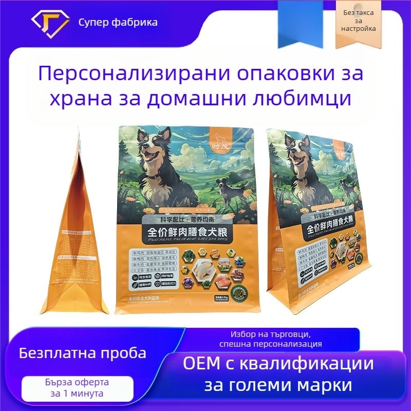 Персонализирани вакуумни торбички за храна за домашни любимци (куче и котка), запечатване с осем страни