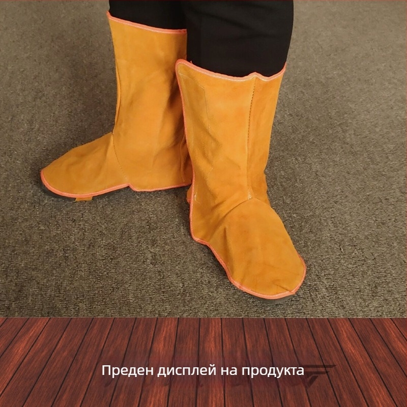 Кожена заваръчна престилка със ръкави и предпазни крачета, износоустойчива и термозащитна