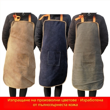 Кравешки кожен фартух за заваряване — защита от изгаряния и пръски, огнеустойчив и устойчив на високи температури, защитно облекло за заваръчни работи