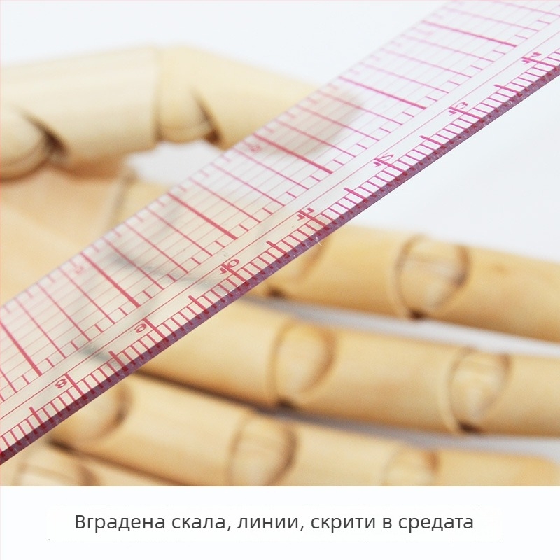L-образен шивашки измервател с вътрешна скала, прав ъгъл и ъгломер; вътрешна 16 см, външна 8 инча