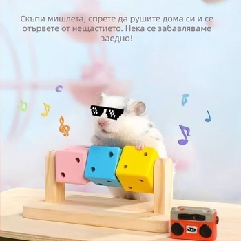 Дървена зъбна играчка за хамстери във форма на куб-пъзел, цветна