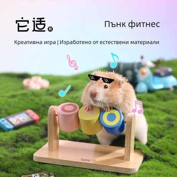 Дървена играчка за хамстери: диск за упражнения и забавление – подходяща за златист хамстер