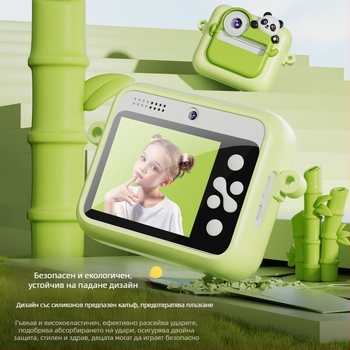 K22 Panda полароид-стил детски фотоапарат — снима и печата цветни снимки