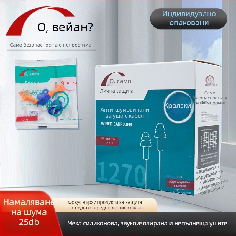 Weian 1270 тапи за уши с кабел, форма на коледно дърво, миещи се, шумоизолиращи, ушна защита за индустриални условия, учене и сън
