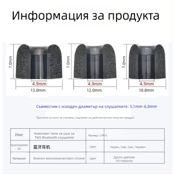 4.9 мм апертура – паметна пяна ушни тампони за TWS слушалки, бавно възстановяване, шумозаглушаване, аксесоар за Bluetooth слушалки