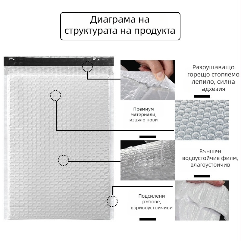 Дебели цветни балонени пликове за опаковане, самозалепващи се, матов двуслоен коекструдиран филм, ударозащитни торби за дрехи