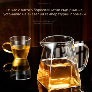 Стъклена чаена чаша с квадратна форма, прозрачна и термоустойчива боросиликатна стъкло, японски стил, голям размер
