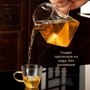 Стъклена чаена чаша с квадратна форма, прозрачна и термоустойчива боросиликатна стъкло, японски стил, голям размер