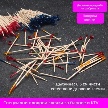 Еднократни дървени плодови шишчета за плодове, коктейли и закуски