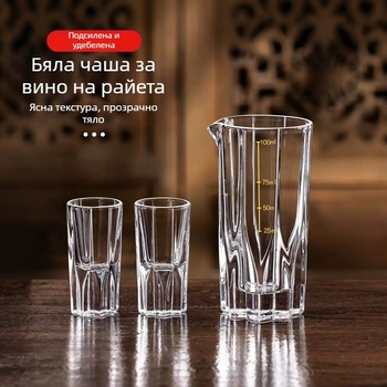 Премиум комплект за ликьор за дома: удебелено стъкло, флакон за 2 унции, кристални чаши и диспенсър