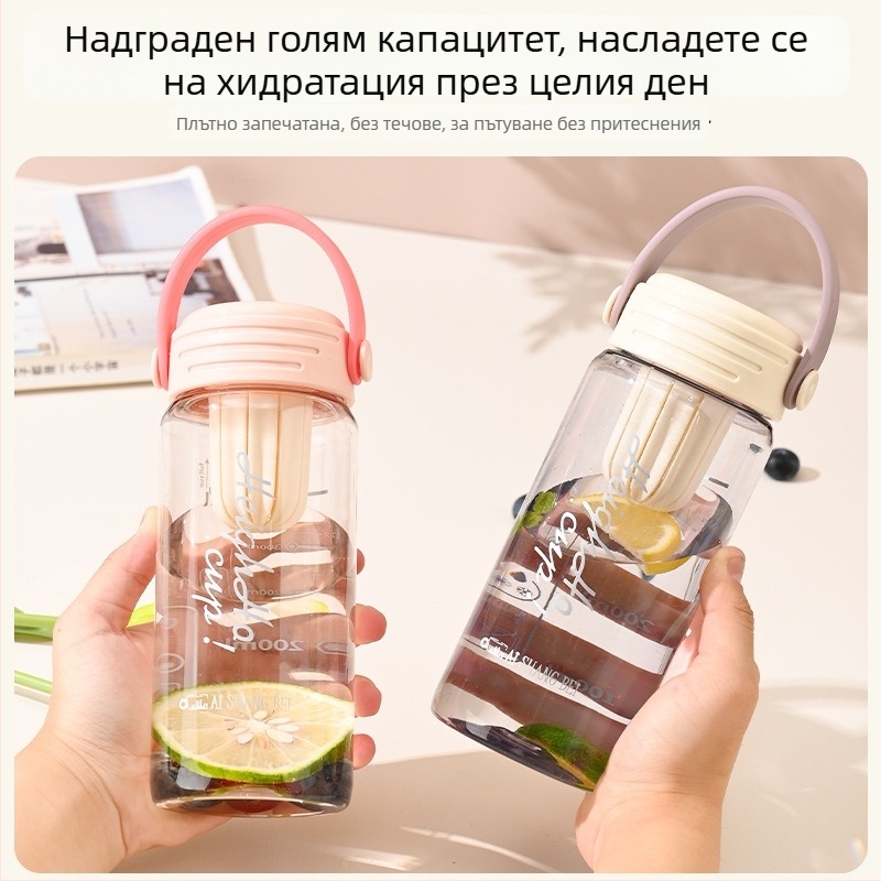 Студентска лятна чаша за вода с филтър за чай, преносима за спорт на открито, за горещи или студени напитки, флорален дизайн