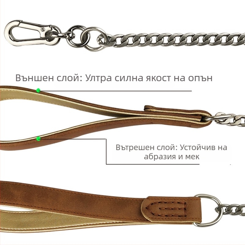 Keke антихапеща верижна каишка за кучета, неръждаема стомана, широка, за големи, средни и малки породи